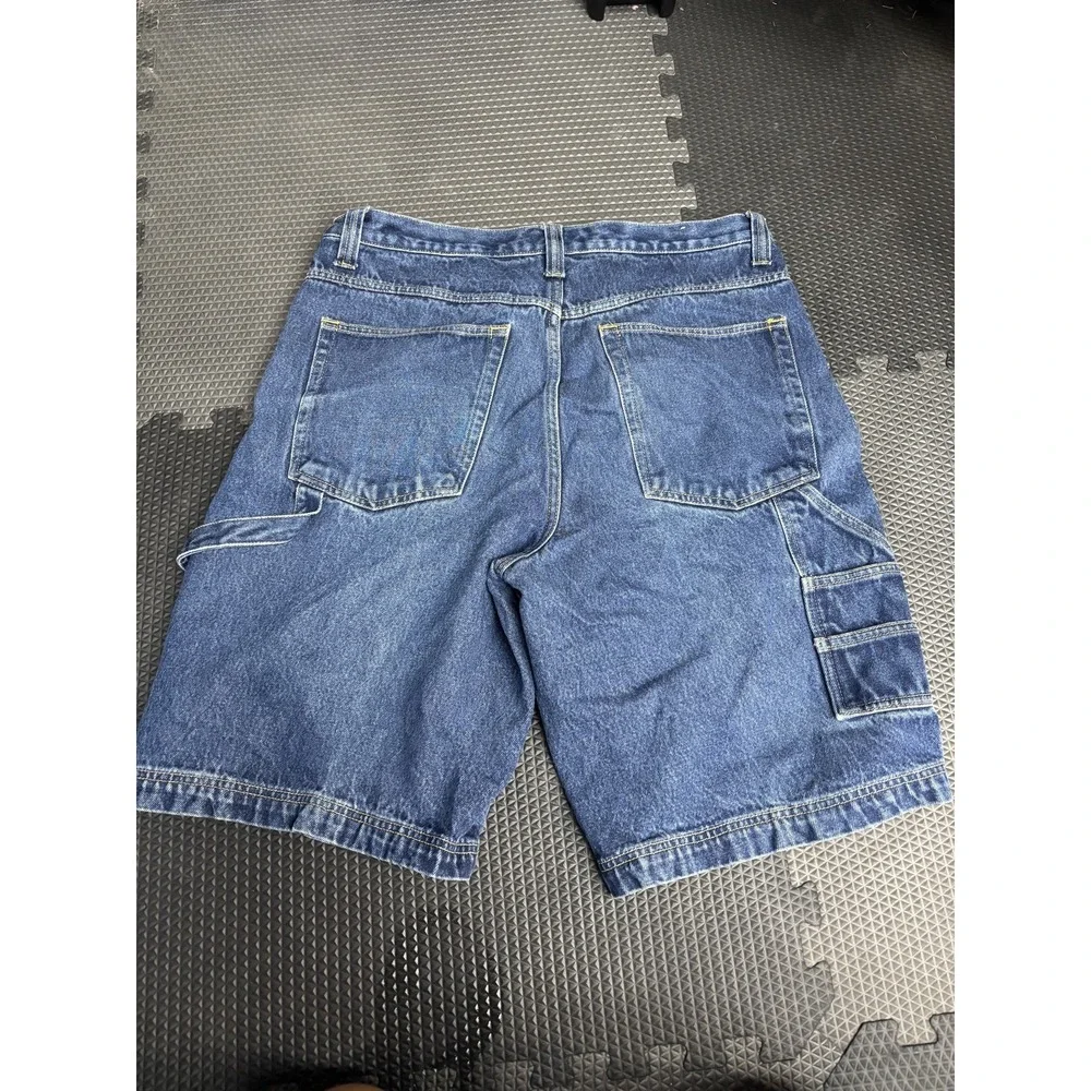 Foot Look Men's Size 36 Blue Denim Carpenter Cargo Shorts Loose Fit Swaziland